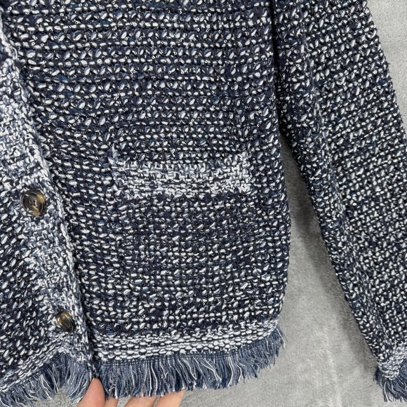 Ann Taylor Sweater Womens Medium Cardigan Sequin Fringe Button Career Classic - Picture 6 of 12